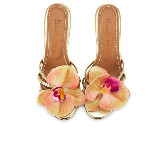 Alameda Turquesa Cecily Heel Mule - 37 Us 6 Gold - Picture 4 of 5